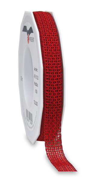 Ruban toulouse dentelle 20-m-rouleau 15 mm rouge