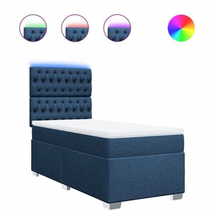 vidaXL Sommier à lattes de lit avec matelas Bleu 100x200 cm Tissu