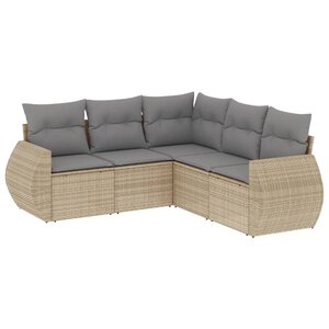 vidaXL Salon de jardin avec coussins 5 Pièces beige résine tressée