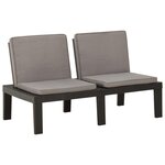 vidaXL Salon de jardin 2 Pièces avec coussins Plastique Gris