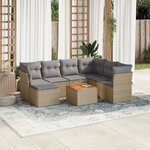 vidaXL Salon de jardin avec coussins 8 Pièces beige résine tressée