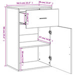 vidaXL Armoire de rangement gris béton 56 5x39x90 cm bois d'ingénierie