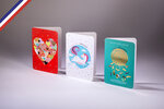 Boîte de 6 cartes doubles sugar candy créées et imprimées en france avec 6 enveloppes