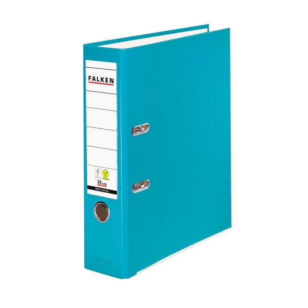 Classeur À Levier Pp A4 Dos De 80mm Vegan Noir - Turquoise - X 20 - Falken