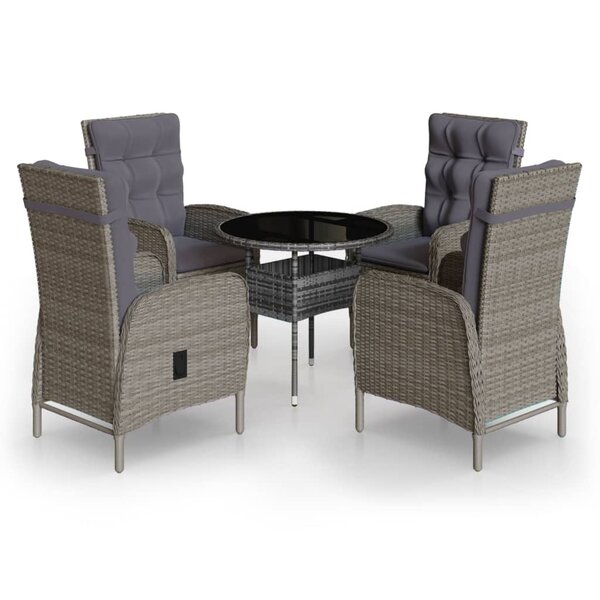 vidaXL Mobilier de bistro de jardin 5 Pièces Résine tressée Gris