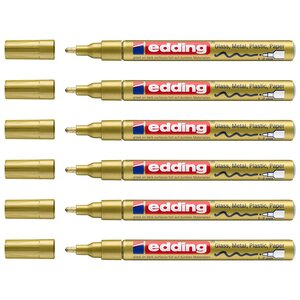Marqueur Peinture brillante 751 Or Pointe Ronde 1-2 mm x 6 EDDING