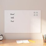 vidaXL Tableau noir magnétique mural Blanc 80x50 cm Verre trempé