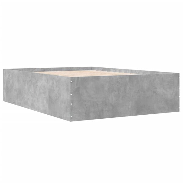 vidaXL Cadre de lit gris béton 140x190 cm bois d'ingénierie