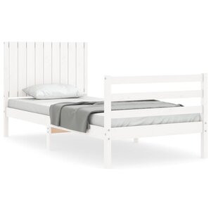 vidaXL Cadre de lit avec tête de lit blanc 90x200 cm bois massif