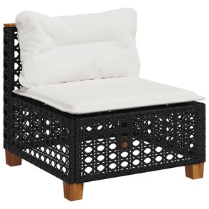 vidaXL Canapé de jardin sans accoudoirs coussins noir résine tressée