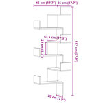 vidaXL Étagère d'angle murale blanc 45x45x147 cm bois d'ingénierie