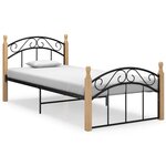 vidaXL Cadre de lit sans matelas noir métal bois chêne massif 90x200cm