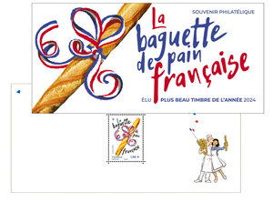 Souvenir - Plus beau timbre de l'année 2024 - Baguette de pain française