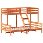 vidaXL Lit superposé 90x200/120x200 cm cire marron bois de pin massif