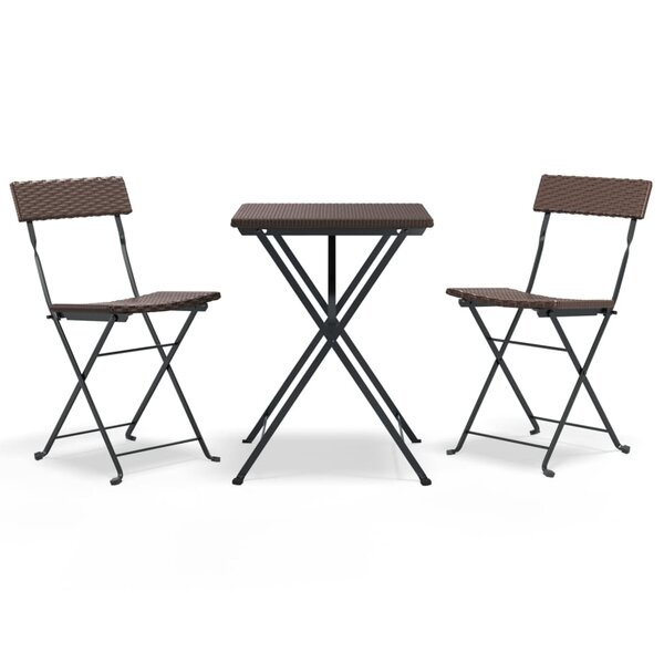 vidaXL Ensemble de bistro pliable 3 Pièces Marron Résine tressée