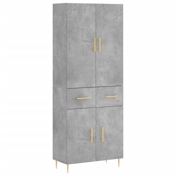 vidaXL Buffet haut Gris béton 69 5x34x180 cm Bois d'ingénierie