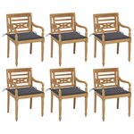 vidaXL Chaises Batavia avec coussins lot de 6 Bois de teck solide