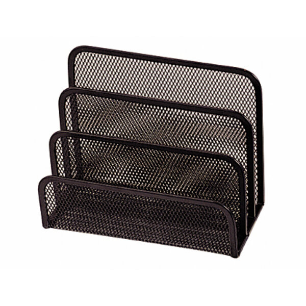 Trieur enveloppes q-connect métal mesh maille métallique 3 compartiments courrier 170x135x83mm coloris noir