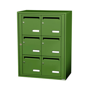 Bloc collectif leabox.com 2x4 grade 3 simple face Intérieur fixation murale Vert mai RAL 6017 finition brillante