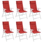 vidaXL Coussins de chaise à dossier haut lot de 6 rouge tissu oxford