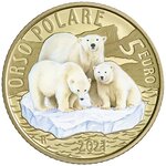 Pièce de monnaie 5 euro Italie 2021 BE – Ours polaire