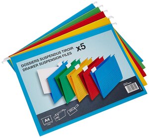 Lot de 5 dossiers suspendus fond V kraft assortis ELBA