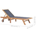 vidaXL Chaises longues pliables et roulettes lot de 2 Teck textilène