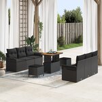 Ensemble de 9 pièces en rotin poly noir acacia