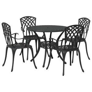 vidaXL Ensemble de salle à manger pour jardin 5 Pièces Noir Aluminium