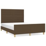 vidaXL Cadre de lit avec tête de lit Marron foncé 140x190 cm Tissu