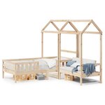 vidaXL Ensemble de lit et de banc avec toit 75x190 cm bois pin massif