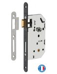 THIRARD - Serrure encastrable Unimax CE NF QC à cylindre pour porte d'entrée  axe50mm  bouts ronds  têtière noire