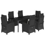 vidaXL Ensemble à manger de jardin coussins 7Pièces Noir Résine tressée