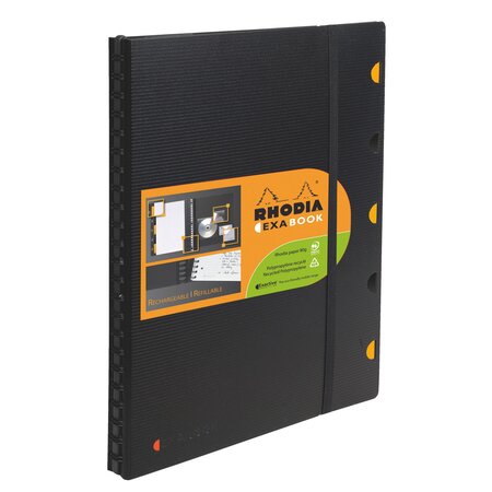 Cahier spirales rhodia exabook rechargeable a5+ 16 x 21 cm perforé - petits carreaux - 160 pages