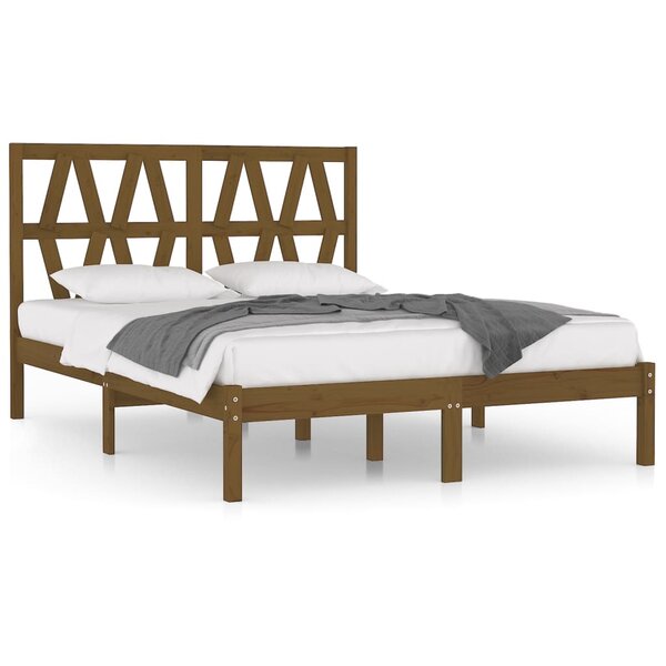 vidaXL Cadre de lit Marron miel Bois de pin massif 200x200 cm