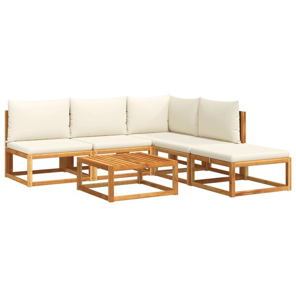 vidaXL Salon de jardin avec coussins 6 Pièces bois d'acacia solide