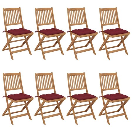 vidaXL Chaises pliables de jardin 8 Pièces avec coussins Bois d'acacia