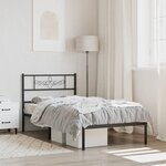 vidaXL Cadre de lit métal avec tête de lit noir 80x200 cm
