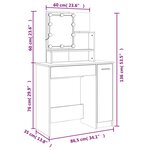 vidaXL Ensemble de coiffeuse avec LED Chêne sonoma Bois d'ingénierie