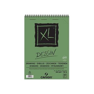 Bloc de 50 feuilles Croquis et Dessin XL Spirale A4 160g Blanc CANSON