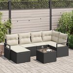 Ensemble de Canapé de Jardin 6 pièces avec Coussins Marron Rattan Poly