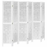 vidaXL Cloison de séparation 6 panneaux blanc bois de paulownia massif