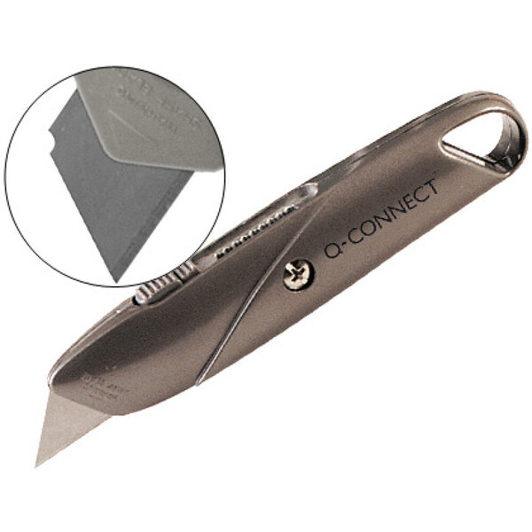 Cutter q-connect sécurité lame autoréctractable évite coupures coloris gris métallique blister