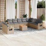 vidaXL Salon de jardin et coussins 11 Pièces mélange beige résine tressée