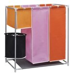 vidaXL Panier à linge à 3 sections avec un bac de lavage