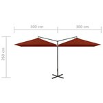 vidaXL Parasol double avec mât en acier Terre cuite 600x300 cm