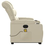 vidaXL Fauteuil inclinable de massage électrique crème similicuir