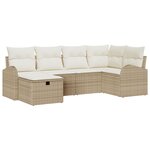 vidaXL Ensemble de Canapé de Jardin 6 Pièces avec Coussins Beiges en Rattan Poly