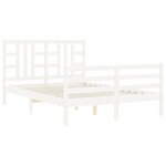 vidaXL Cadre de lit avec tête de lit blanc 140x190 cm bois massif