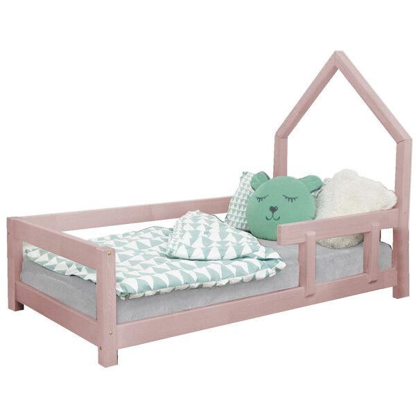 Lit cabane enfant POPPI 120 x 190 rose pastel 1